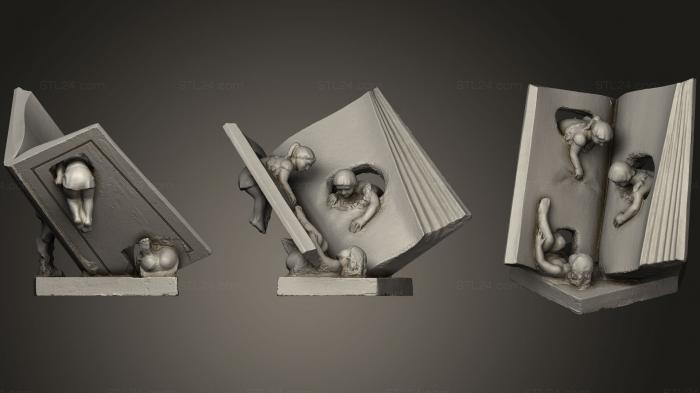 Статуэтки и статуи разные (Трудолюбивые книжные черви, STKR_1023) 3D модель для ЧПУ станка